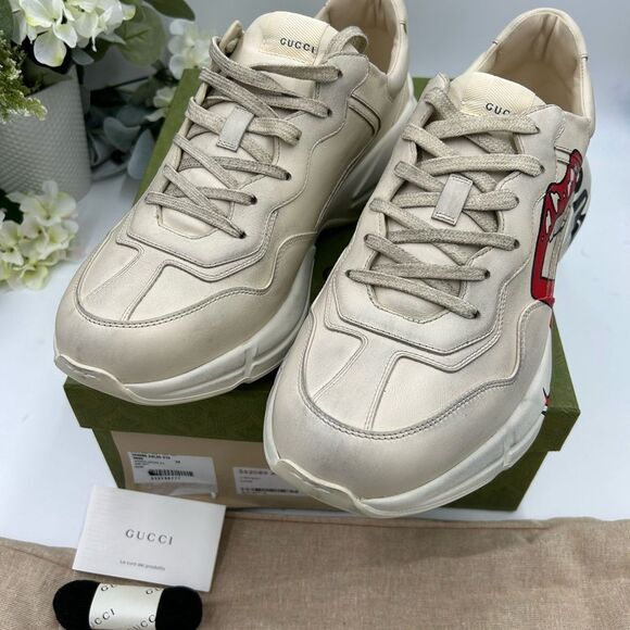 Men’s Gucci rython maxi mouth leather sneakers, size 14, made in Italy - Picture 7 of 10